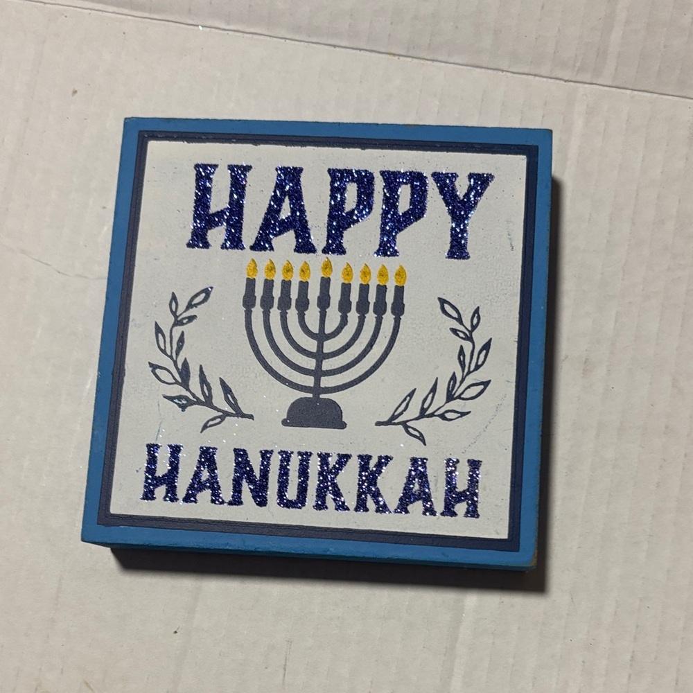 Blue and White Hanukkah Decor Sign